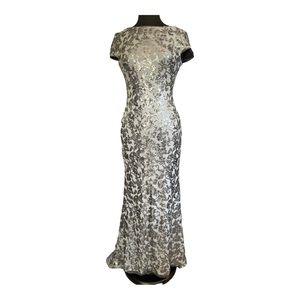 Elegant Silver Floral Women's Dress